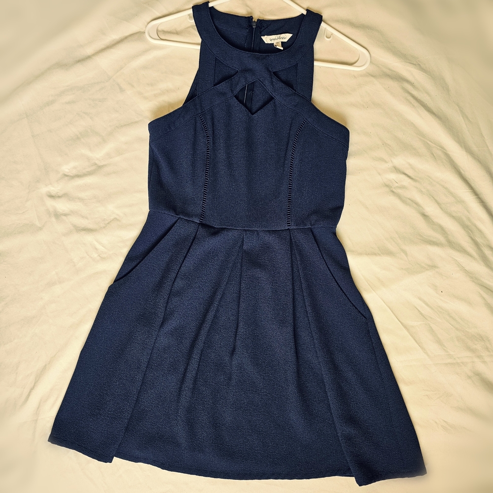 Speechless Cut-Out A-Line Mini Dress - Navy